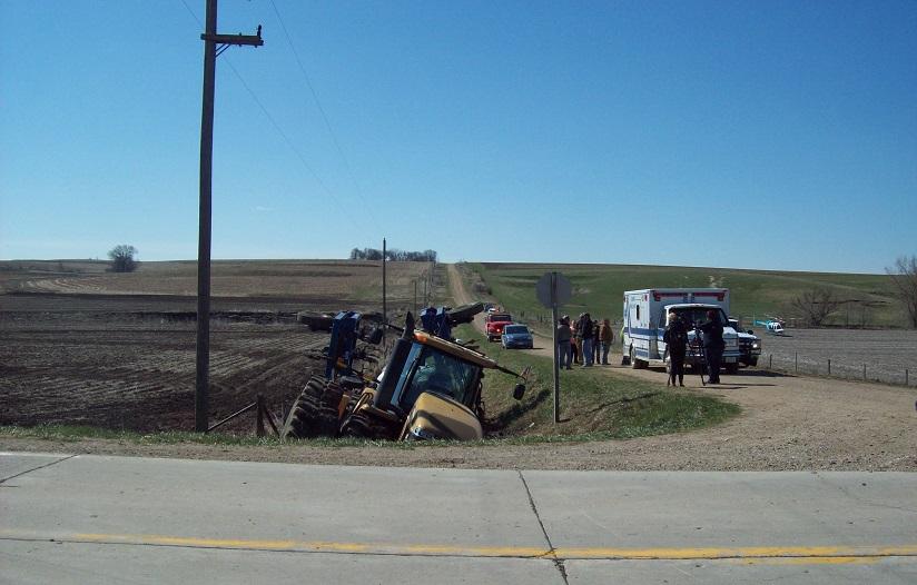 Tractor stuck in a ditch