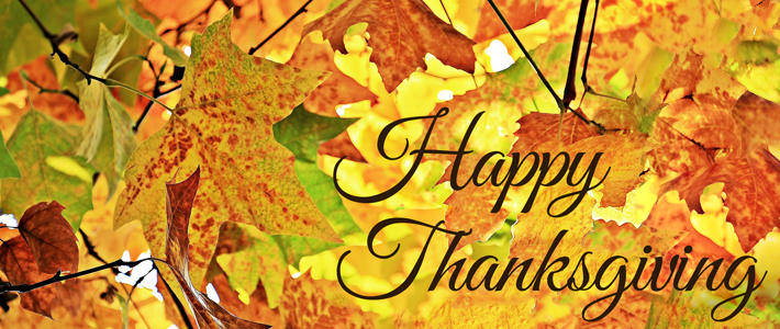 Fall Leaves with Happy Thanksgiving text